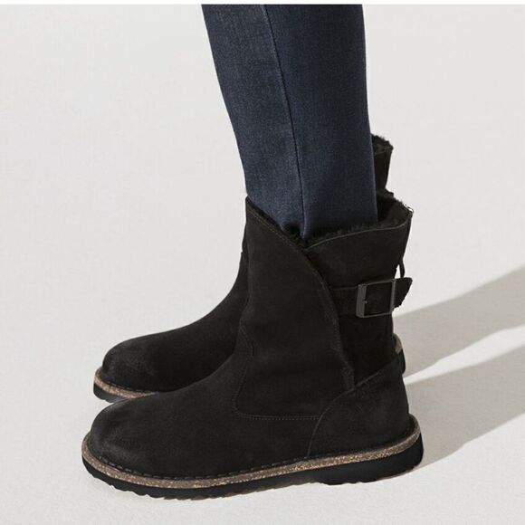 Birkenstock Shoes - Birkenstock Upsalla Shearling Lined black Sherpa suede Boots 37